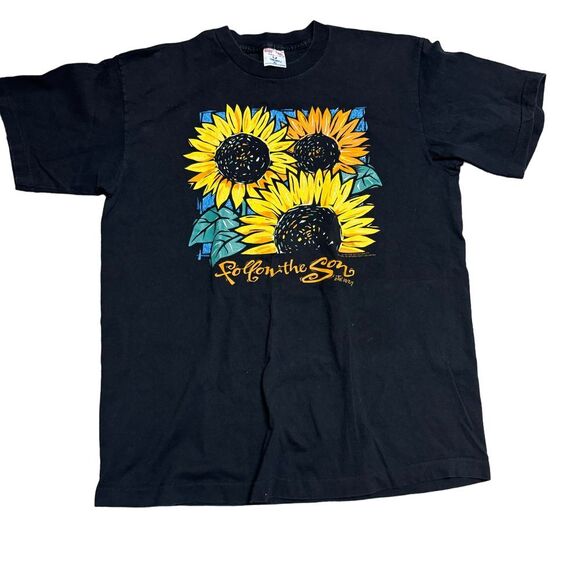 Follow The Son John 10:27 Xl Black Sunflowers 90s Single Stitch T Shirt Rare Usa